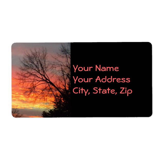 Sunset View Through Winter Trees Address Labels (Front)