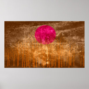 Sunset Vintage Abstract Painting 3 Poster