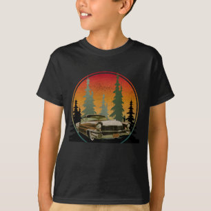 Sunset Vintage Classic Car Nature Forest T-Shirt