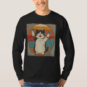 Sunset Vintage Kitten Lover Japanese Art Cute Cat T-Shirt
