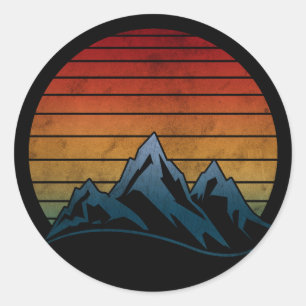 SUNSET VINTAGE MOUNTAIN  CLASSIC ROUND STICKER