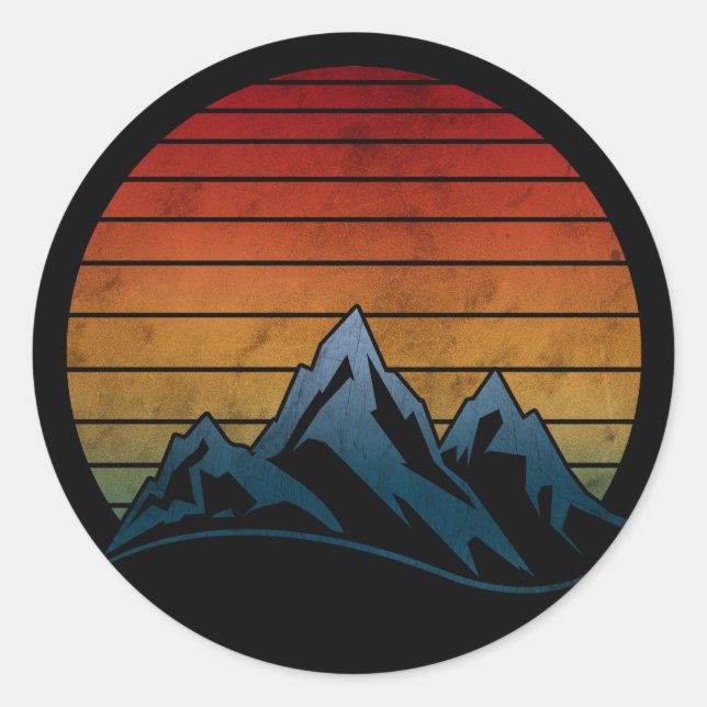 SUNSET VINTAGE MOUNTAIN  CLASSIC ROUND STICKER (Front)