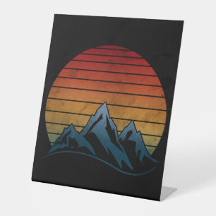 SUNSET VINTAGE MOUNTAIN  PEDESTAL SIGN