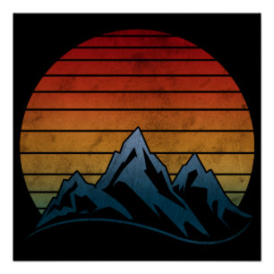 SUNSET VINTAGE MOUNTAIN  POSTER