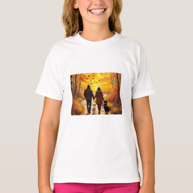 Sunset Walk in autumn  T-Shirt (Front)