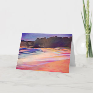 Sunset Watercolor Beach Art Card