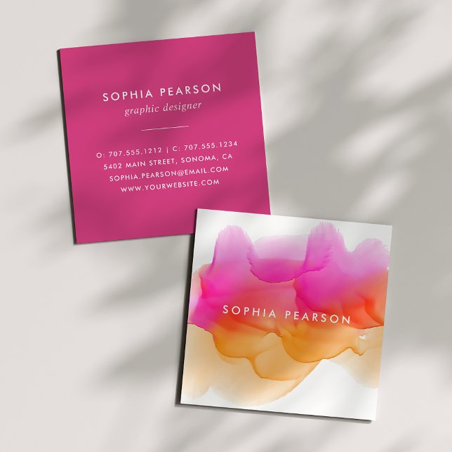 Sunset Watercolor Blot Square Business Card (Creator Uploaded)
