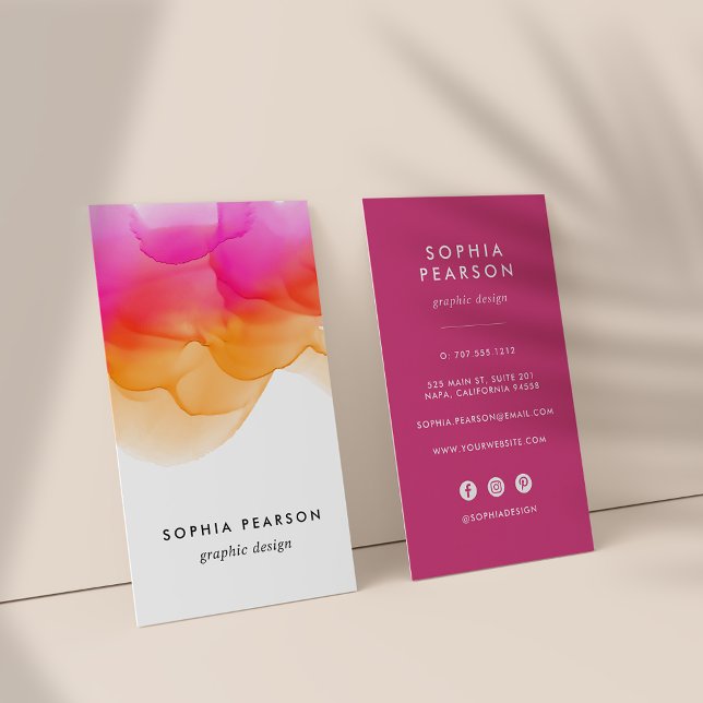 Sunset Watercolor Blot | Vertical Social Media Business Card (Creator Uploaded)