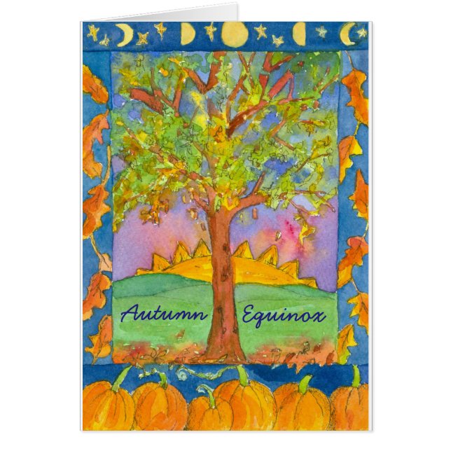 Sunset Watercolor Landscape Autumn Equinox (Front)