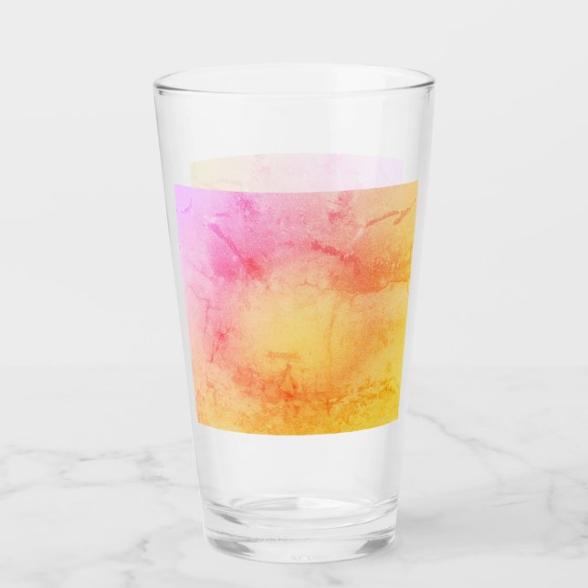 Sunset Watercolor Marble Glass Cup (Front)