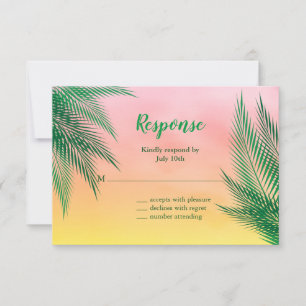Sunset Watercolor Palm Leaves RSVP