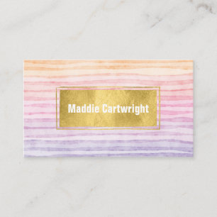 Sunset Watercolor Stripes Business Card