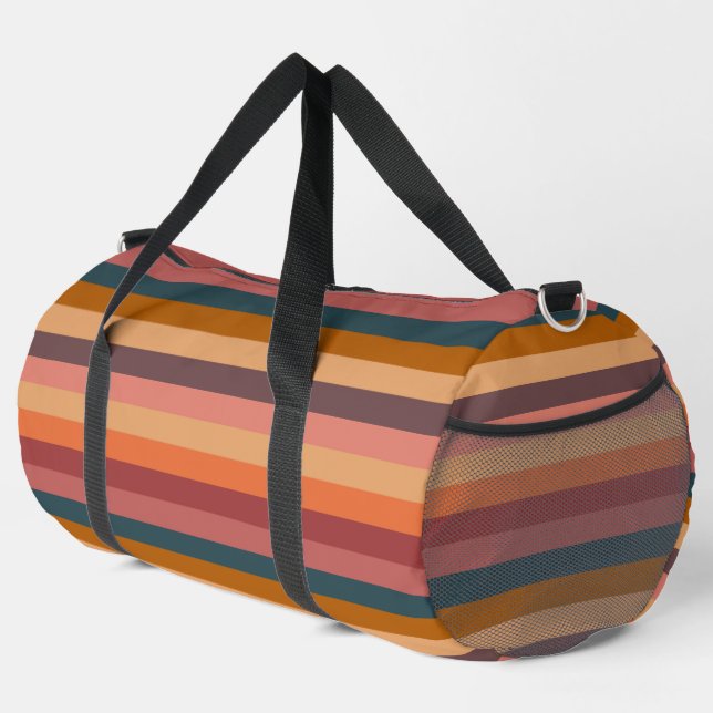  Sunset Watercolor Stripes  Duffle Bag (Right Corner)