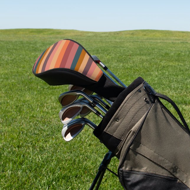  Sunset Watercolor Stripes  Golf Head Cover (In Situ)