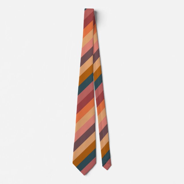  Sunset Watercolor Stripes  Neck Tie (Front)