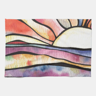 Sunset Watercolor Tea Towel