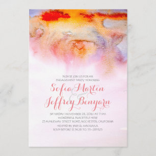 Sunset watercolors engagement party invitation