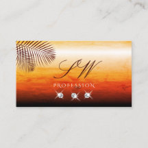 Sunset Watercolors Palm Leaves Diamonds Initials