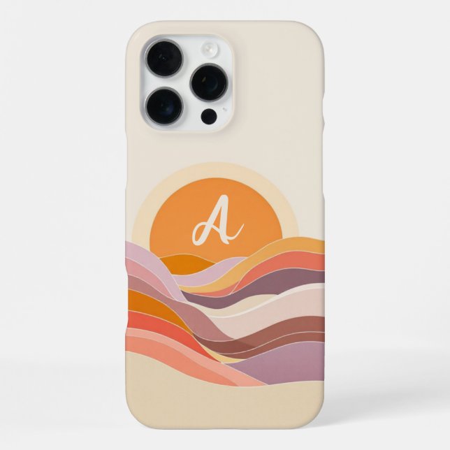  Sunset Wave Initial iPhone Case (Back)