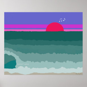 Sunset Wave original digital painting Poster