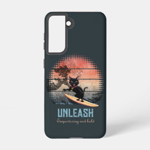Sunset Wave-Riding Cat Samsung Galaxy Case