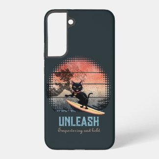 Sunset Wave-Riding Cat Samsung Galaxy Case