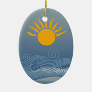 Sunset Waves Ceramic Tree Decoration