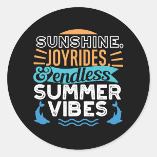 Sunset Waves & Summer Adventures - Cool Summer Classic Round Sticker