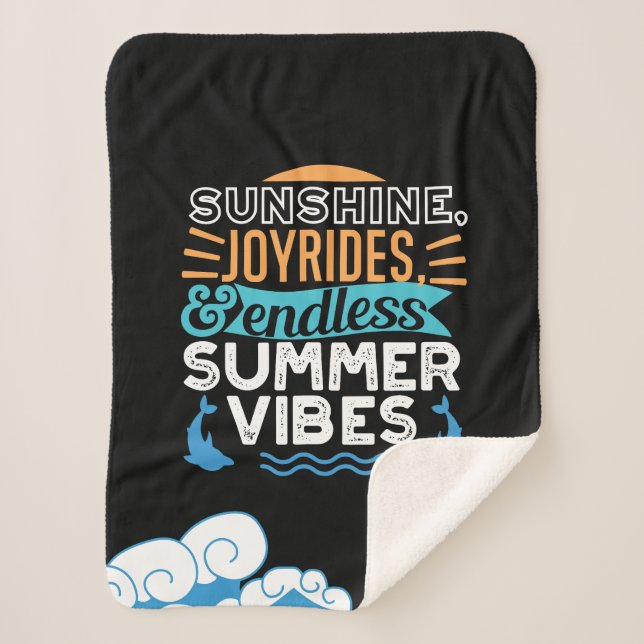 Sunset Waves & Summer Adventures - Cool Summer Sherpa Blanket (Front)
