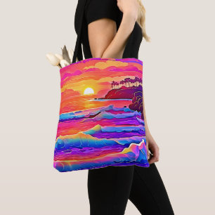 Sunset Waves: Vivid Coastal Dream Tote Bag