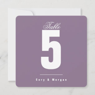 Sunset Wedding   Solid Purple   Table Number