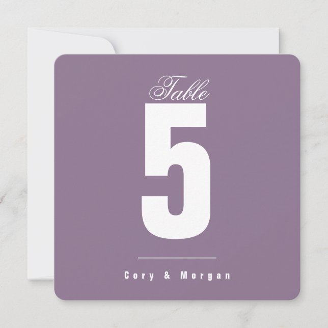 Sunset Wedding | Solid Purple  |Table Number (Front)