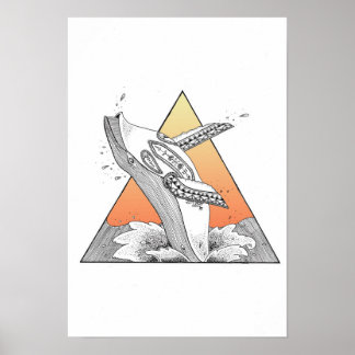 Sunset whale poster