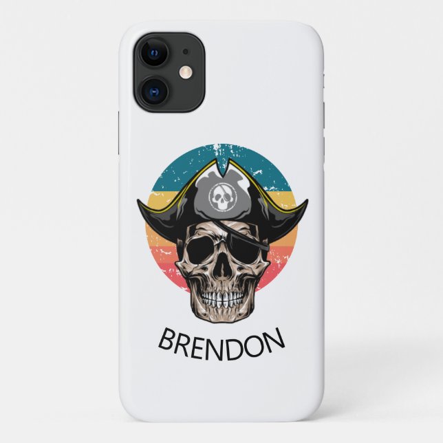 Sunset White Pirate Skull   Case-Mate iPhone Case (Back)