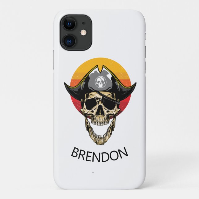 Sunset White Pirate Skull   Case-Mate iPhone Case (Back)