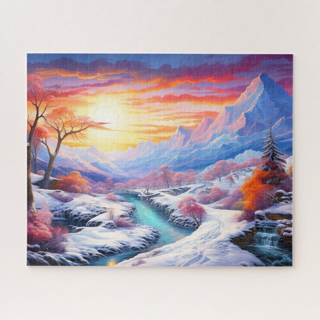 Sunset winter jigsaw puzzle (Horizontal)