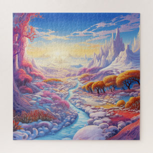 Sunset Winter Snow Nature Colourful Print Landscap Jigsaw Puzzle