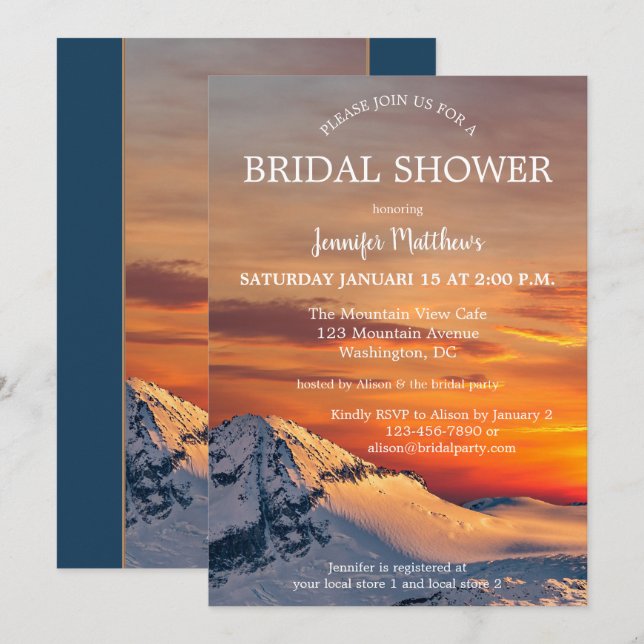 Sunset Winter Wonderland Bridal Shower Invitation (Front/Back)