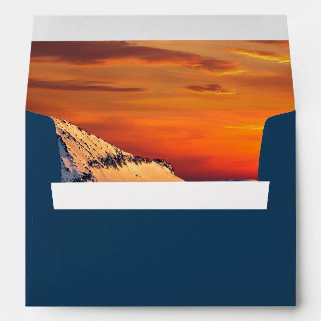 Sunset Winter Wonderland Wedding Envelope (Back (Bottom))