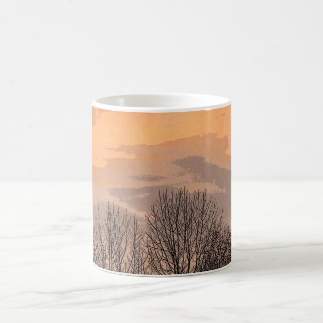 Sunset with Bare Trees Coffee Mug (Center)
