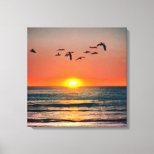 Sunset with Birds Canvas Print
