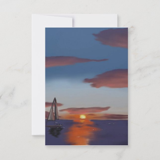 Sunset with Boat Thank You Card (Front)