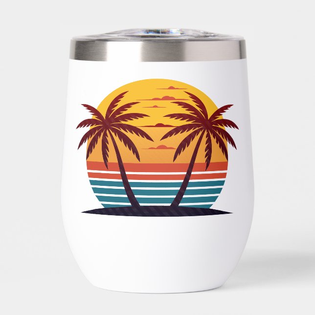 Sunset with Palm Trees Vector (Front)