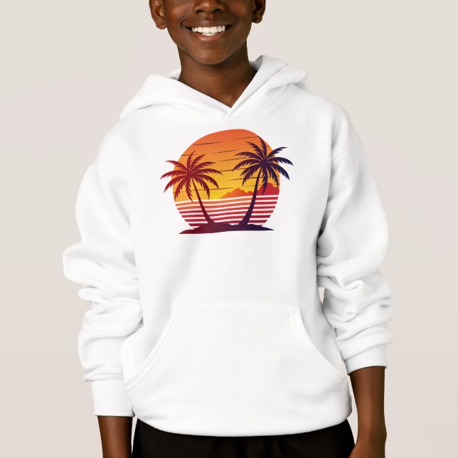 Sunset With Palm Trees Vector  (Front)