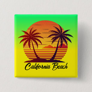 Sunset with Palm Trees Vector-98803 15 Cm Square Badge