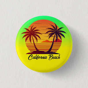 Sunset with Palm Trees Vector-98803 3 Cm Round Badge