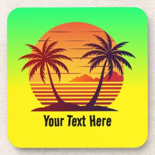 Sunset with Palm Trees Vector-98803 Coaster