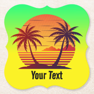 Sunset with Palm Trees Vector-98803 Paper Coaster