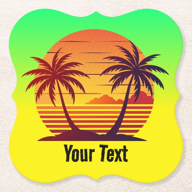 Sunset with Palm Trees Vector-98803 Paper Coaster (Front)