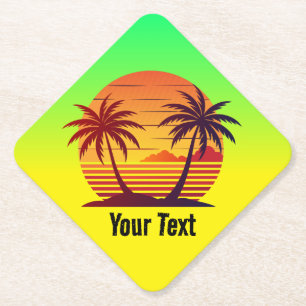 Sunset with Palm Trees Vector-98803 Paper Coaster